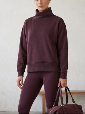 Zella Funnel Neck Pullover Sweatshirt in Brown Mole